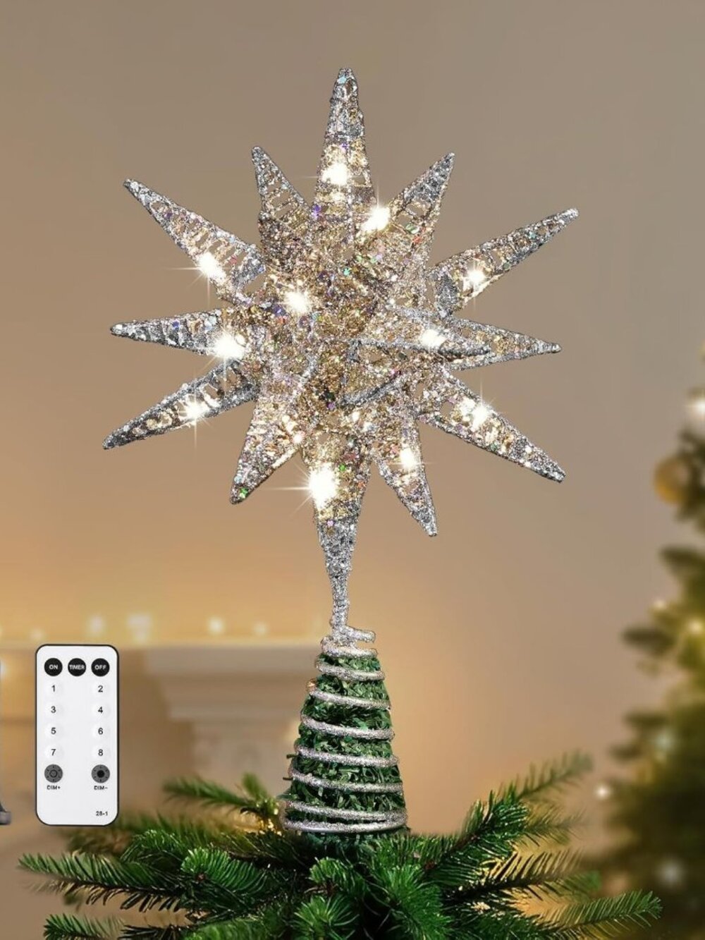 *NO REMOTE* Christmas Tree Topper, Plug in 3D Starburst Xmas Lighted Star Tree T
